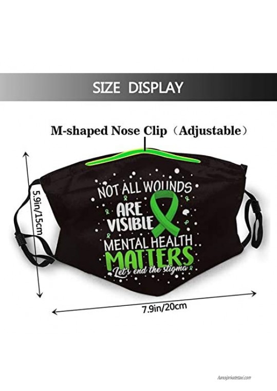 Mental Health Ribbon Awareness Mask Face Mask Unisex Balaclava Washable Reusable Cloth Fashion Scarf