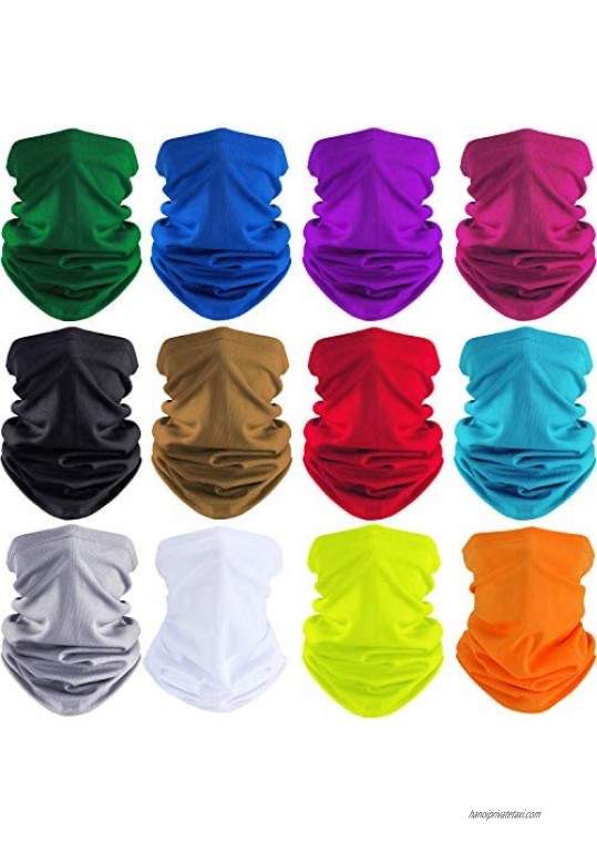 SATINIOR 12 Pieces Summer UV Protection Face Covers Neck Gaiter Breathable Summer Bandana