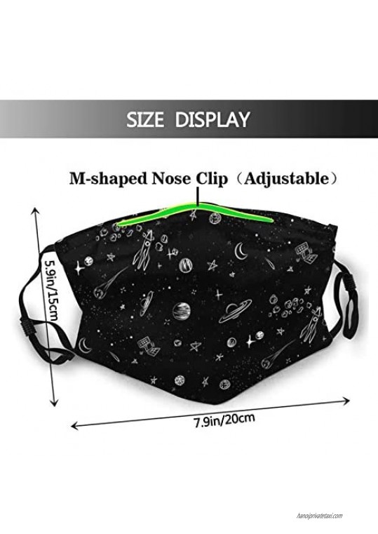Space Star Beautiful Galaxy-Face Mask Washable Reusable Balaclava With Filters For Men Women Adult&Teens