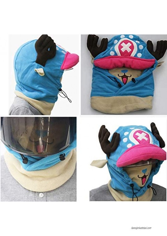 Tony Tony Chopper Hat Keep Warm Winter Deer Hat with Plush Mask for Adults Teens Decorative Headgear Windproof Balaclava Neck Gaiter Mask Cap for Outdoor Activities