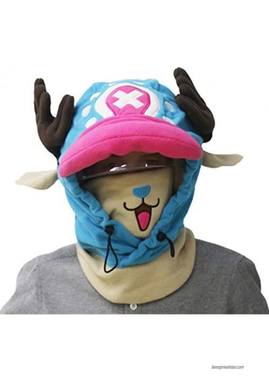 Tony Tony Chopper Hat Keep Warm Winter Deer Hat with Plush Mask for Adults Teens Decorative Headgear Windproof Balaclava Neck Gaiter Mask Cap for Outdoor Activities
