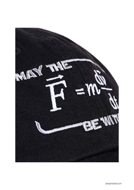 Ann Arbor T-shirt Co. May The (F=mdv/dt) Be with You | Funny Physics Science Men Women Baseball Dad Hat Black