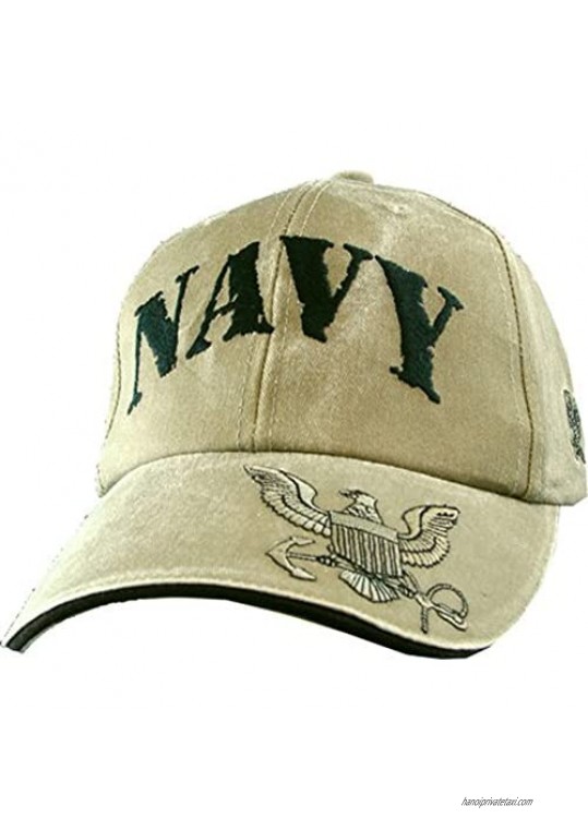 Eagle Crest U.S. Navy Embroidered Cap with Logo. Khaki