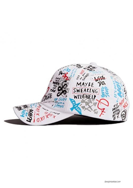 Flipper Designer Graffiti Doodle Cotton Baseball Cap for Men Women Kpop Hat w/Curve Brim Adjustable