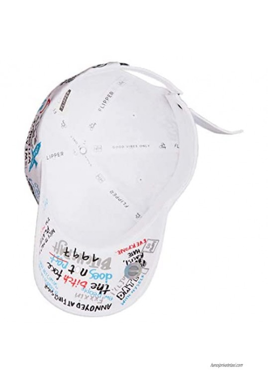Flipper Designer Graffiti Doodle Cotton Baseball Cap for Men Women Kpop Hat w/Curve Brim Adjustable