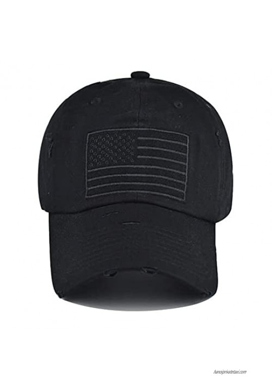 HHNLB American Flag Hat Adjustable Baseball Cap Distressed Embroidered Patch for Men Women Patriotic