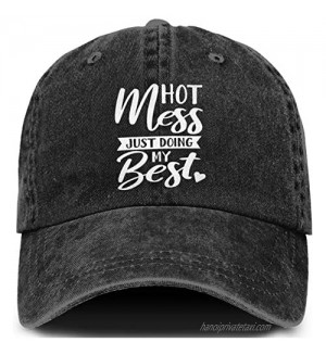 Hot Mess Just Doing My Best Hats  Vintage Adjustable Washed Distressed Cotton Baseball Caps for Women Men …