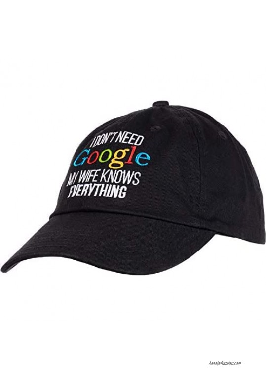 I Don't Need Google My Wife Knows Everything! | Funny Husband Dad Groom Cap Hat Black