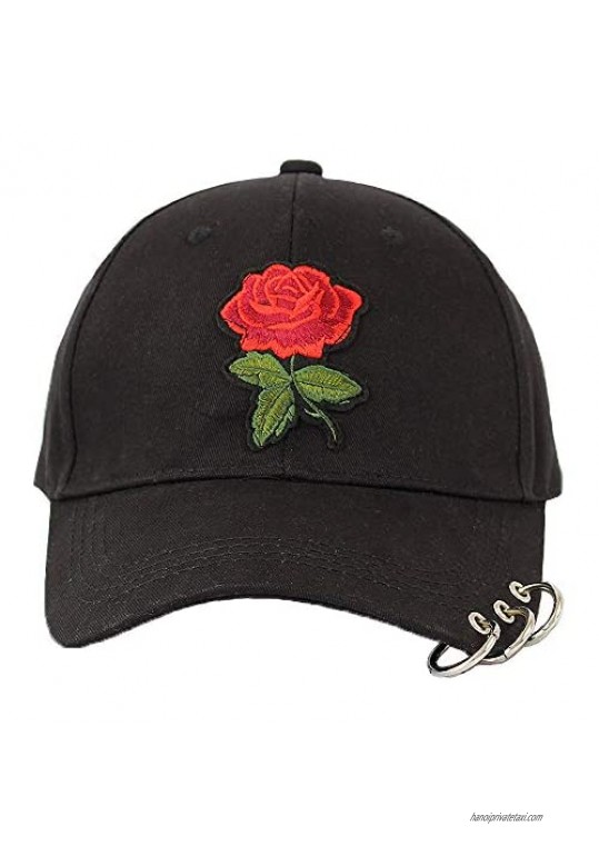 Nutriangee Men Women Rose Floral Embroidered Baseball Cap Cotton Adjustable Flower Dad Hat