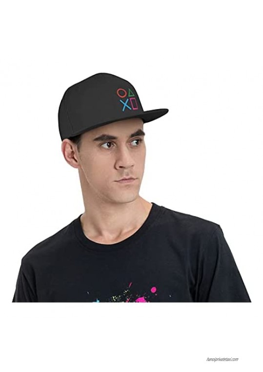 Play Games Station Hat Joypad Hats Snapback Flat Bill Baseball Cap Men's Black