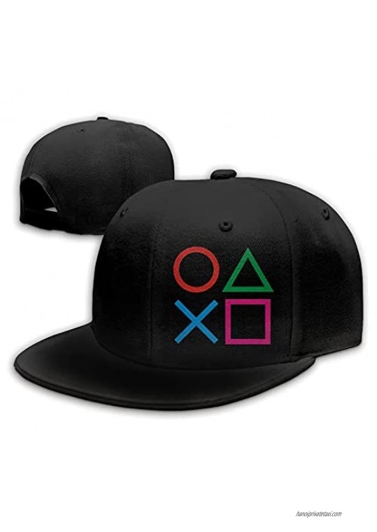 Play Games Station Hat Joypad Hats Snapback Flat Bill Baseball Cap Men's Black