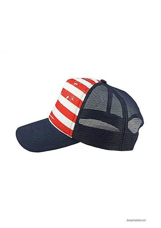 Veracco American Flag Trucker Hat Cap Mesh Back with Adjustable Snapback Strap 4th of July USA Trucker Cap
