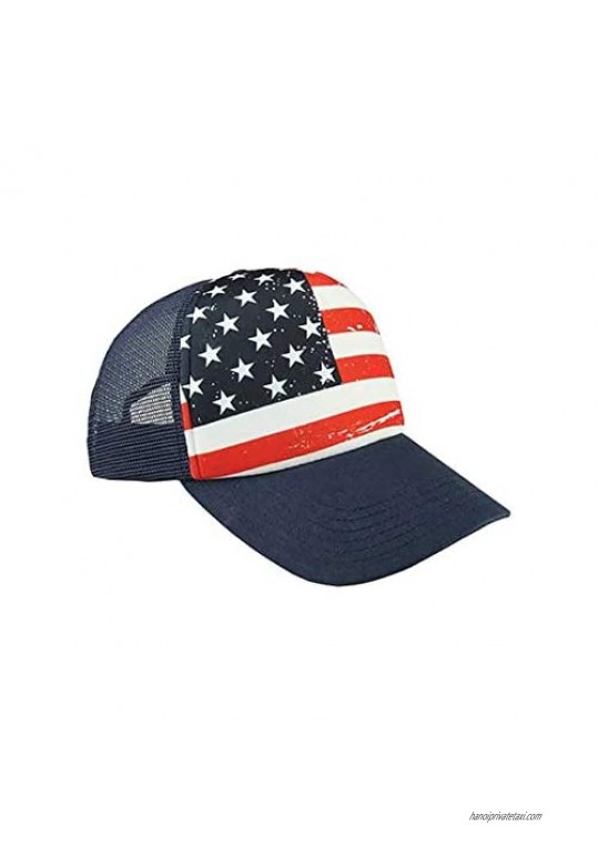 Veracco American Flag Trucker Hat Cap Mesh Back with Adjustable Snapback Strap 4th of July USA Trucker Cap