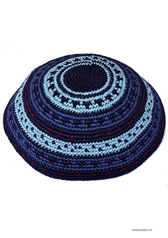 100% Cotton Hand Made Yarmulke Jewish Kippah Kippa Israel Judaica Yarmulka Yamaka Yamakah Kipa (17CM  Black & Blue)