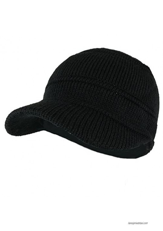 Army Style Acrylic Cadet Winter Beanie Hat with Visor