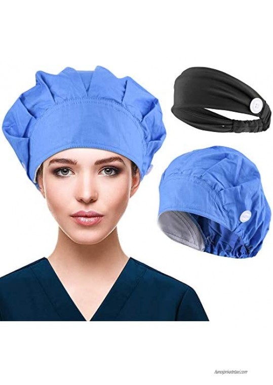 choshion Cute Working Caps  Adjustable Sweatband Hair Covers Hats  Button Headband