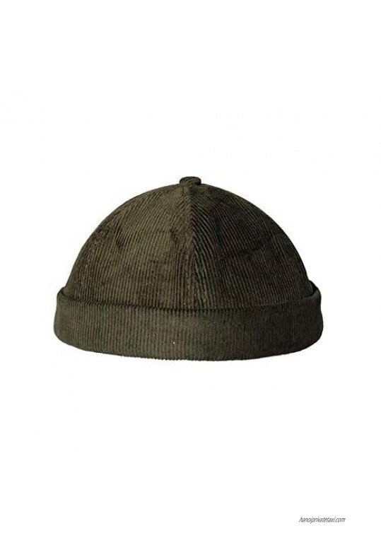Clape Brimless Harbour Hat Corduroy Skullcap Street Casual Sailor Cap Rolled Cuff Retro Bill-Less Beanie Hat