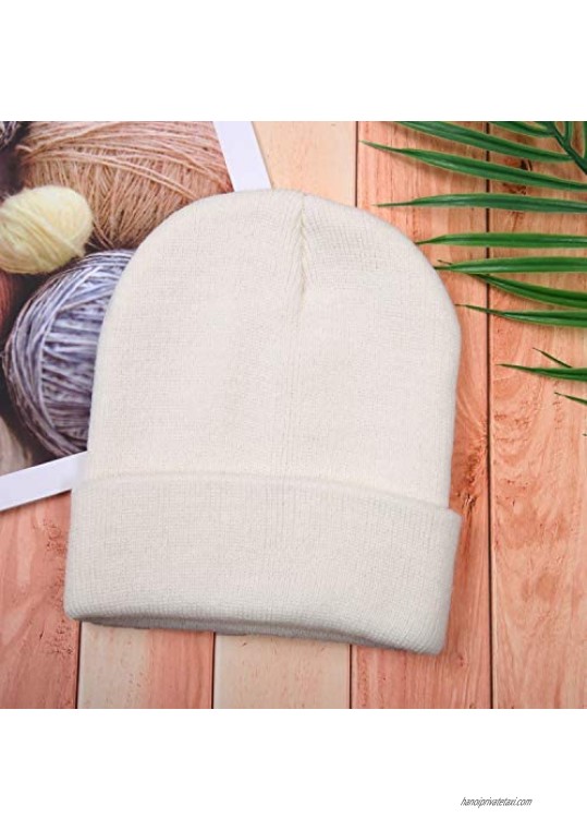 Cooraby Winter Beanie Hats Warm Cuffed Plain Knitted Skull Caps for Men Women