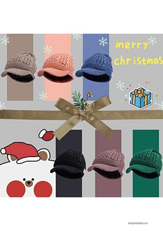 Croogo Men Knit Beanie Visor Cap Stylish Cable Knitted Skull Ski Billed Cap Outdoor Newsboy Hat Slouchy Beanie with Brim