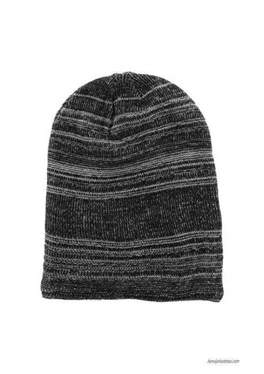 DG Hill Knit Slouchy Beanie for Men Mens Winter Hat Stocking Caps for Men Striped Ribbed Lined Lightweight