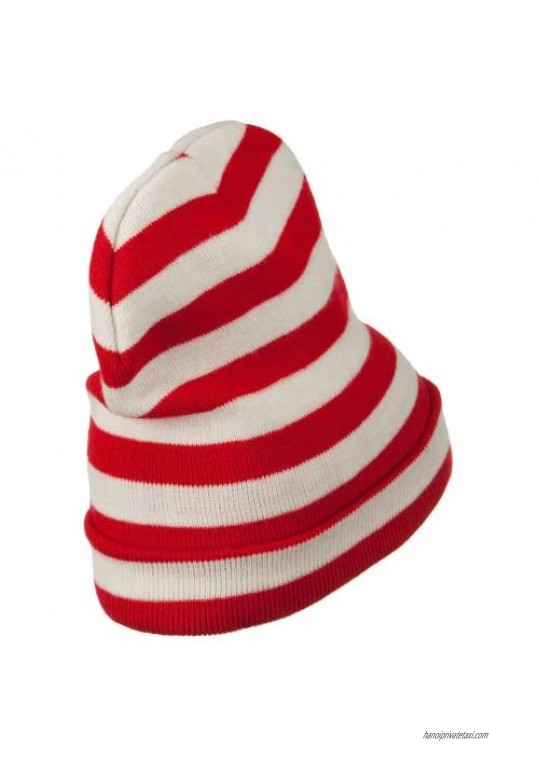 e4Hats.com Red White Wide Stripe Cuff Beanie
