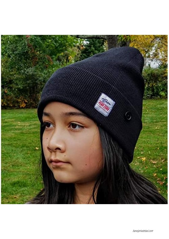 Fear0 Men/Women/Kid's Button Rib Fold Watch Cap Sport Beanie Hat for SB Skateboarding