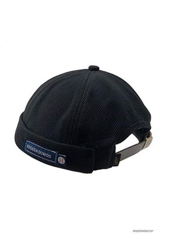 GEGEEN DOMOG Men Docker Cap Hats Skullcap Brimless Beanie Retro Rolled Cuff Hat