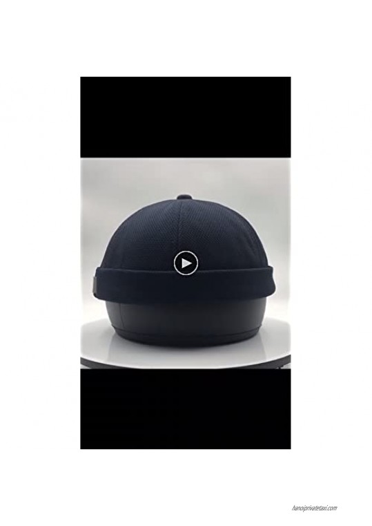 GEGEEN DOMOG Men Docker Cap Hats Skullcap Brimless Beanie Retro Rolled Cuff Hat