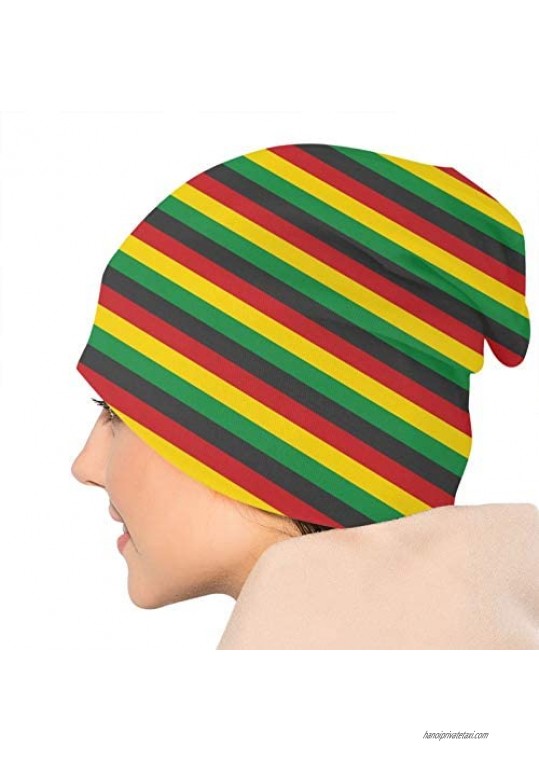 Gianlaima Colorful Rasta Slouchy Beanies Knitted Hat Skull Cap for Men Women Headwear Sleep Cancer Chemo