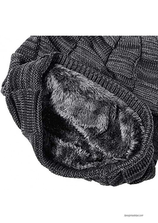 IYEBRAO 2-Pieces Winter Beanie Hat Scarf Set Thick Fleece Lined Warm Knit Ski Hats Skull Cap for Men & Women