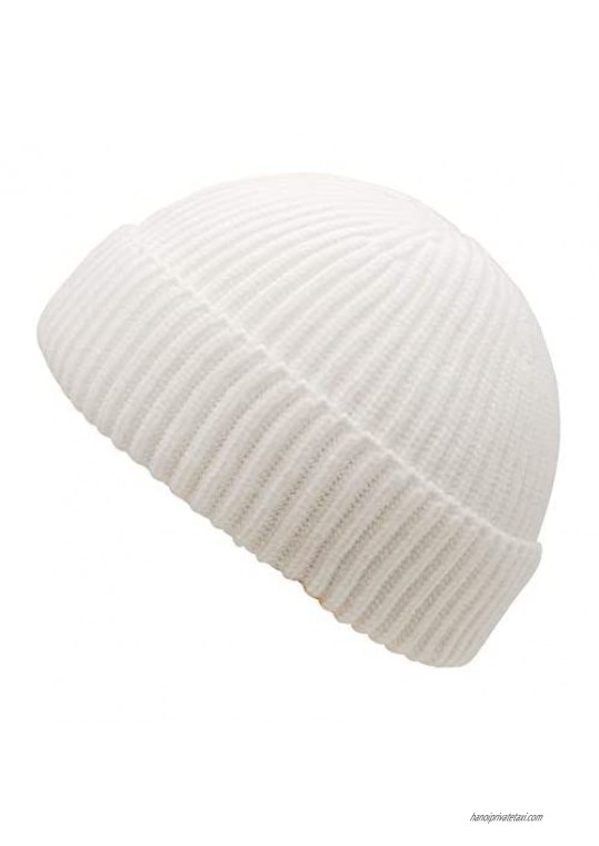 MaxNova Knit Cuff Short Fisherman Beanie for Men Women Warm Hats Winter