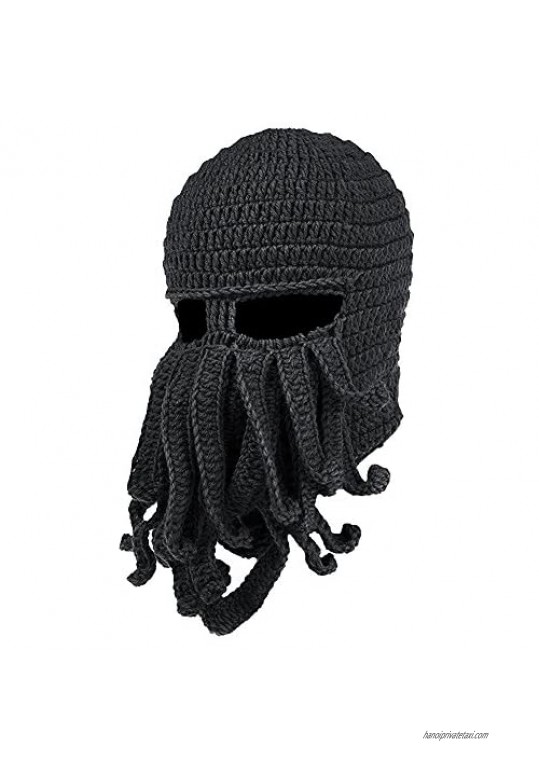 NYKKOLA Octopus Hat Beard Hat Beanie Hat Winter Warm Knit Hat Windproof Funny for Men & Women