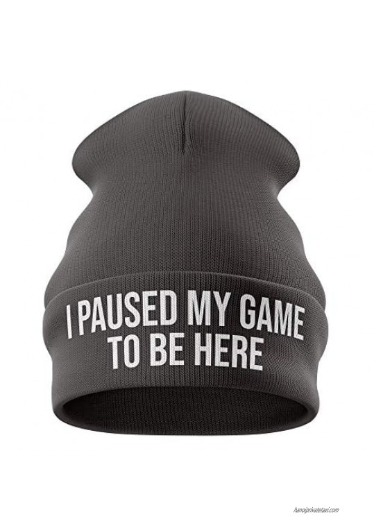 Paused My Game to be Here Funny Beanie Hat for Men Gaming Gamers Video Game