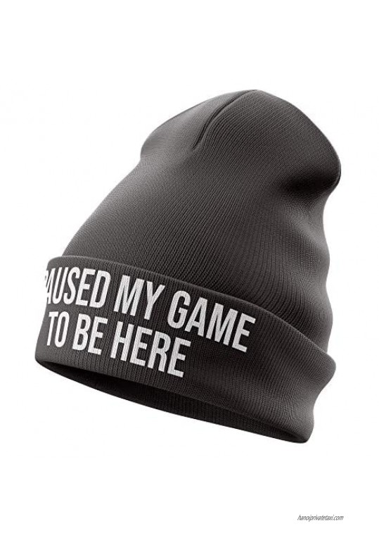 Paused My Game to be Here Funny Beanie Hat for Men Gaming Gamers Video Game