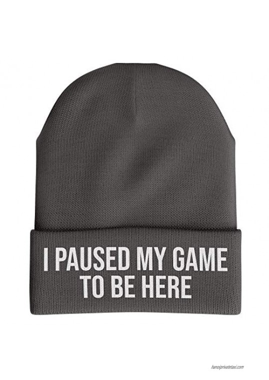 Paused My Game to be Here Funny Beanie Hat for Men  Gaming Gamers Video Game
