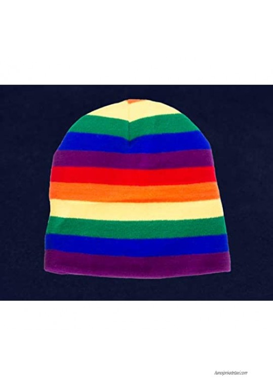 Rainbow Striped Beanie Knit Hats Stocking Caps for Pride Parades & LGBTQ Marches