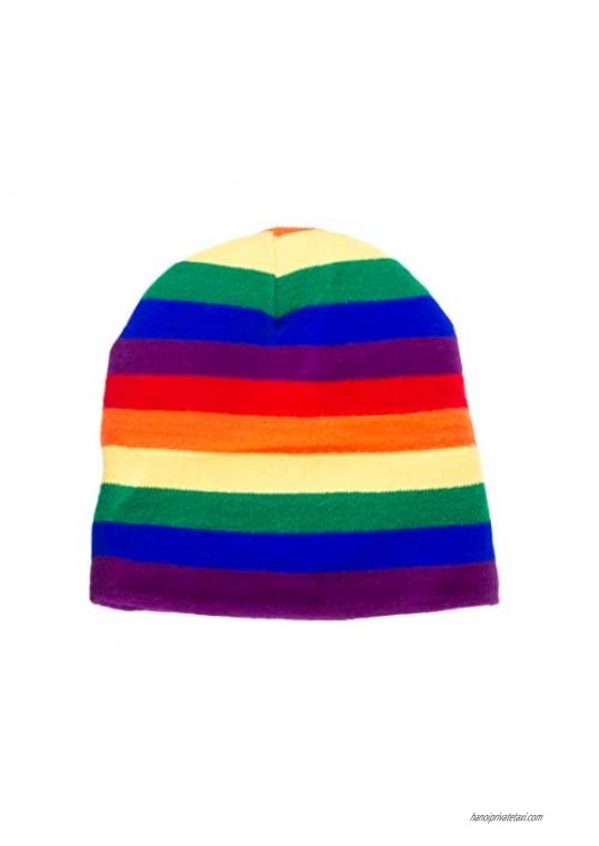 Rainbow Striped Beanie Knit Hats Stocking Caps for Pride Parades & LGBTQ Marches