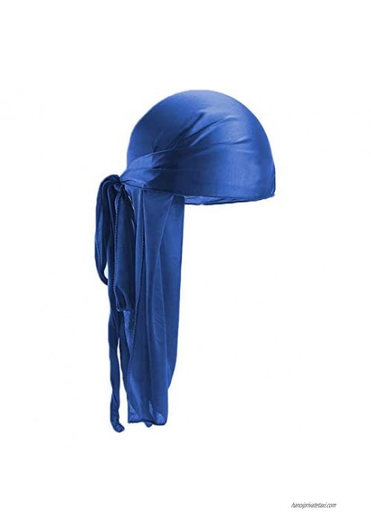 Silky Durag for Men Women Long-Tail 360 Wave Cap Durags Headscarf Muslims Headwraps Du-Rag Beanies Cap HC9