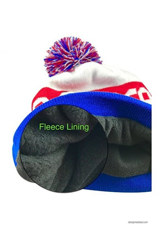 TravelTeamSports Pom Pom Beanies - Knitted Fleece Lined Beanie Hats w/Soccer Logo