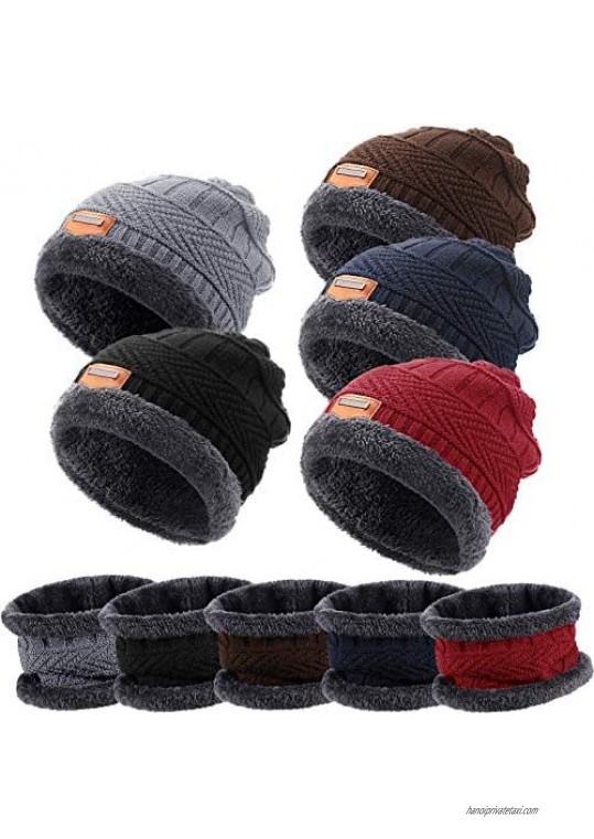 Winter Beanie Hat Scarf Set Fleece Lined Warm Knit Skull Cap and Scarf for Men Women Multi-Color
