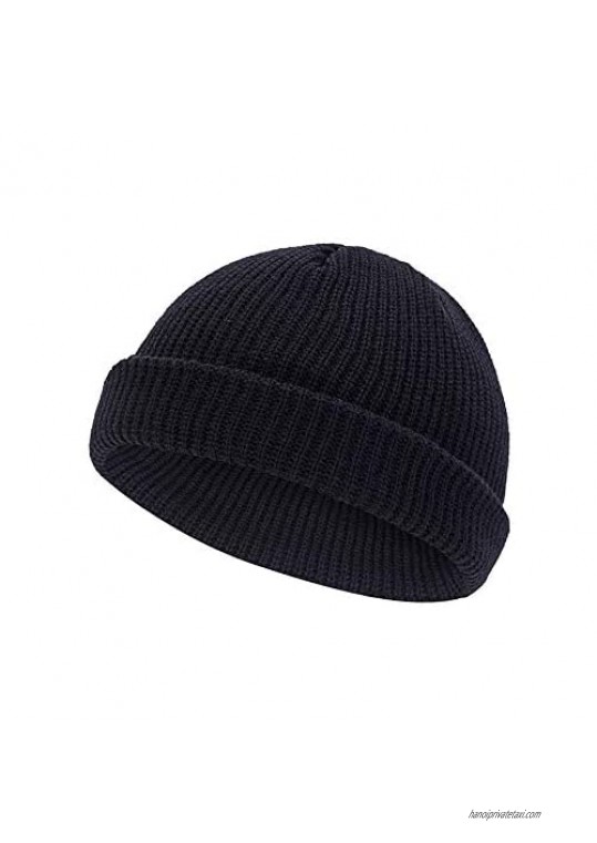 YiHee 2-Pack Trawler Beanie Watch Hat Roll up Edge Skullcap Fisherman Beanie Winter Warm Hats for Men Women