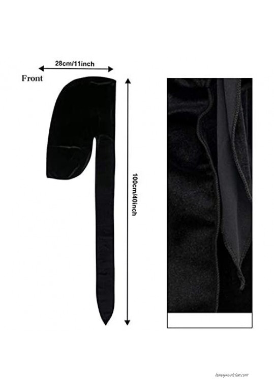 ZARSIO 3 Pieces Short Fleece Durags with Long Tail Soft Durag Headwraps for 360 Waves