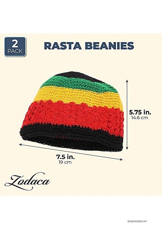 Zodaca Crochet Kufi Hats for Men Rasta Beanie (7.5 x 5.75 in 2 Pk)