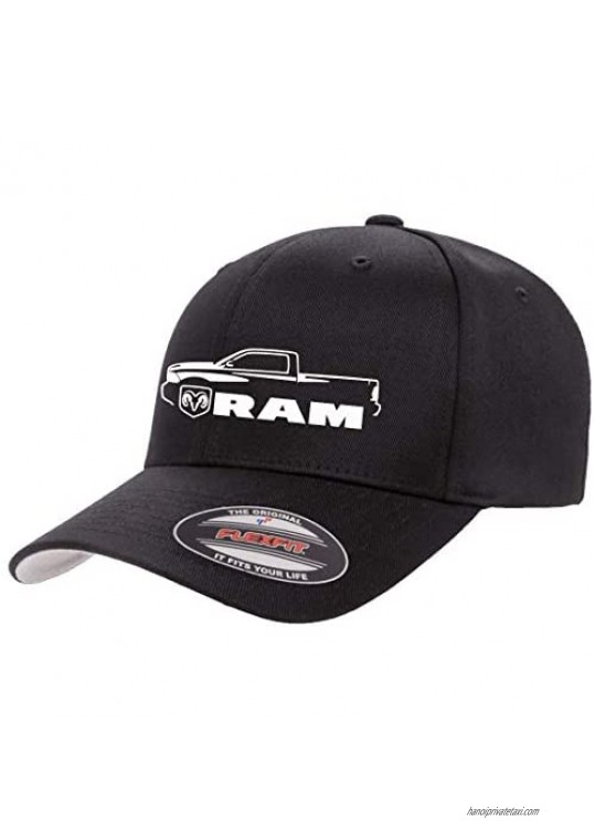 2010-18 Dodge Ram 1500 Pickup Truck Classic Outline Design Flexfit 6277 Athletic Baseball Fitted Hat Cap Black L/XL
