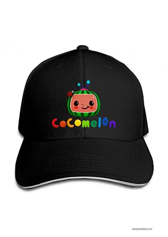 Cocomelon Fashion Baseball Cap Golf Baseball Cap Adjustable Sandwich Hat Cap Black