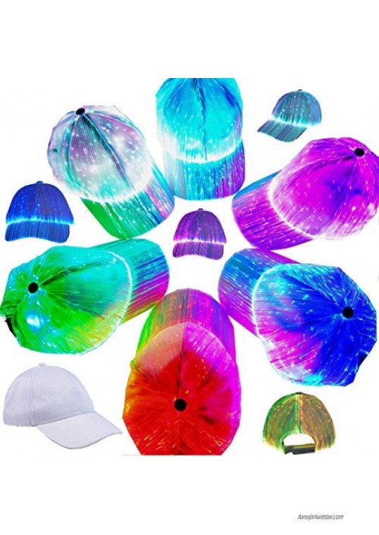 FamilyeShop Light Up Baseball Cap White Luminous LED Baseball Cap 7 Colors Glow Hat for Men Women USB Rechargeable Light Up Caps for Night Time Halloween Christmas Party Club