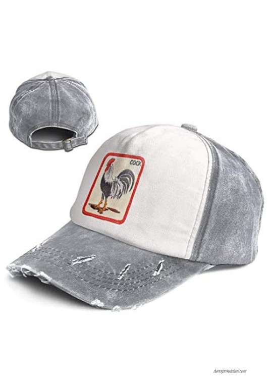 Fashion Vintage Hat Rooster Adjustable Dad Hat Baseball Cowboy Cap