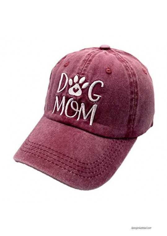 LOKIDVE 2 Pack Embroidered Dog Mom Baseball Cap Messy High Bun Distressed Ponytail Hat
