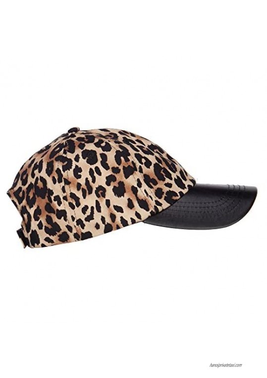 MG Leopard Print Cap with Leather Bill