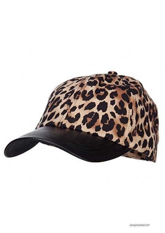 MG Leopard Print Cap with Leather Bill
